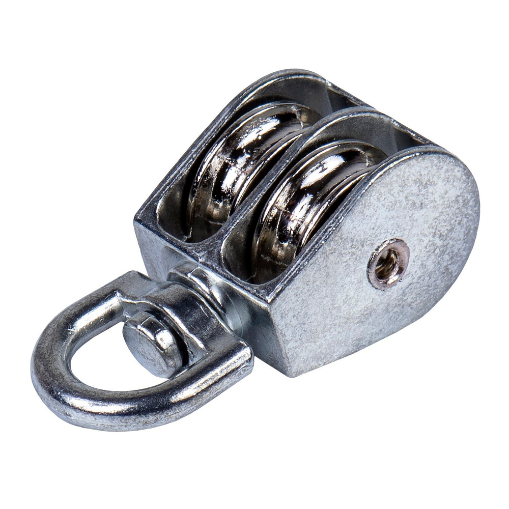 Двойной блок с металлическим шкивом с вертлюгом цинк М15