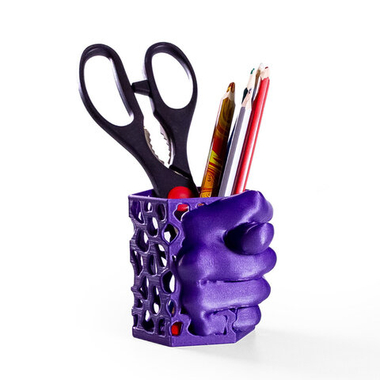 Подставка-шутка для карандашей Фига, Дуля, Кукиш, фиолетовая