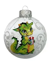 Стеклянный шар Дракоша 80 мм., в подарочной упаковке, Коломеев (КУ-80-234003/5)