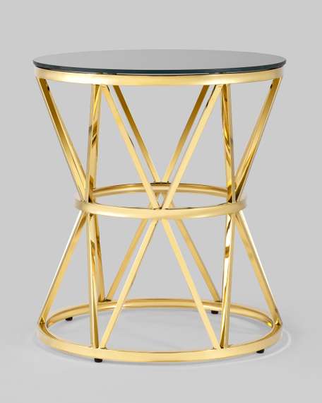 Журнальный стол 50*50 ВИВА золото стекло черное