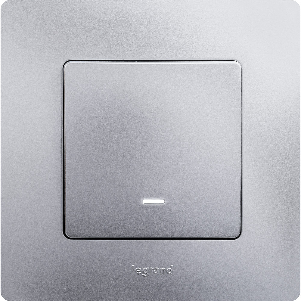 Выключатель 1-клавишный с подсветкой/индикацией 10А 250В алюминий ETIKA Legrand
