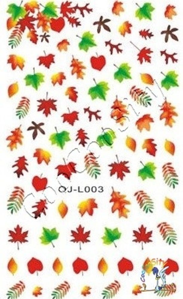 Слайдер-дизайн для ногтей Осенние листочки QJ-L003