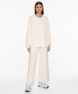 Oysho Длинный свитер из трикотажа, светлый экрю