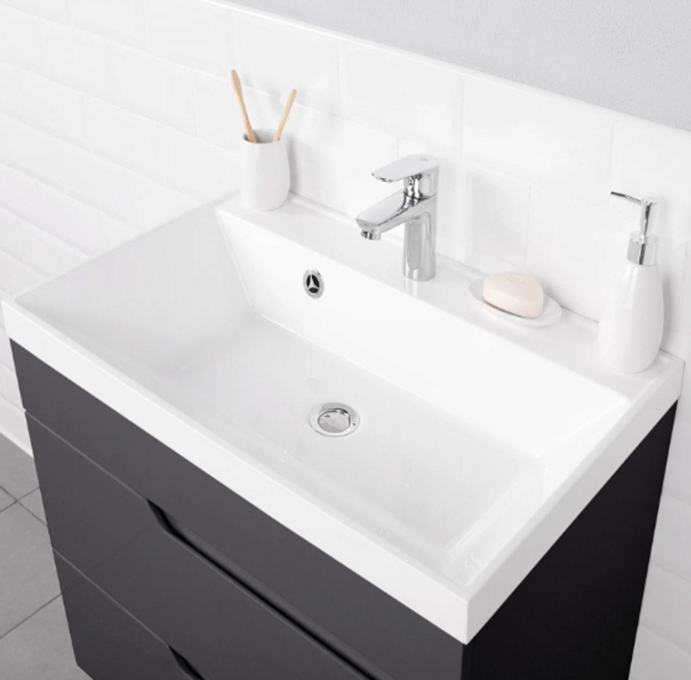 Комплект тумба Sky 60 (600х450х560) с раковиной Clarissa 60 Графит