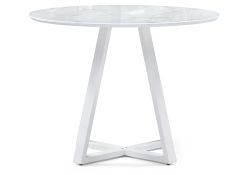 Стеклянный стол Норфолк 100х78 белый мрамор / белый