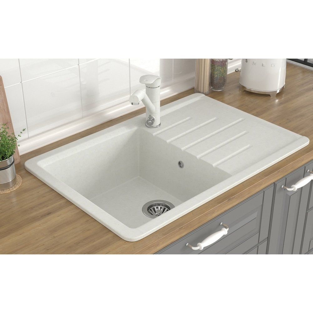 Мойка ML-GMS07 СТАНДАРТ с крылом, белый (331), 750*495*190мм