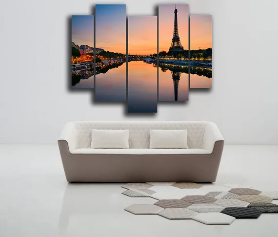 Модульная картина "Эйфелева Башня на рассвете"