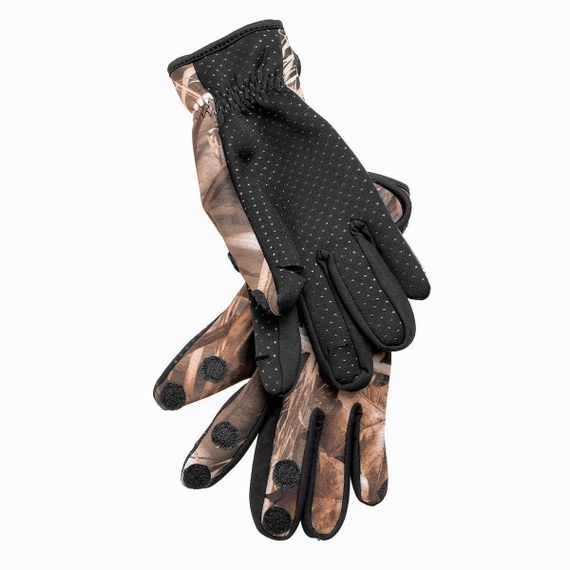 Перчатки Helios рыбацкие КМФ лес на липучке с ПВХ р. XL