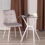 Стул CHILLY (mod. 7094-1) вельвет/металл, 44,5х52,5х86 см, light grey (светло-серый) HLR14 / белый