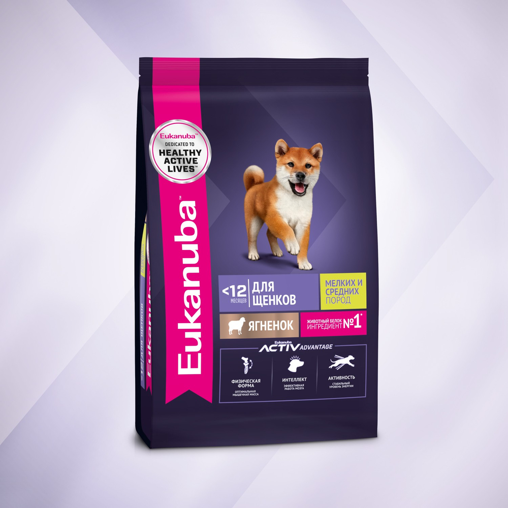 Сухой корм Eukanuba Puppy для щенков мелких и средних пород до 12 месяцев с ягненком 3 кг