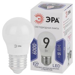 Лампочка светодиодная ЭРА STD LED P45-9W-860-E27 E27 / Е27 9Вт шар холодный дневной свет | Лампы cветодиодные