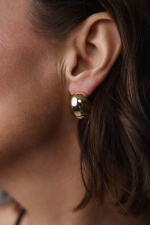 Серьги пусеты гладкие золотые овалы