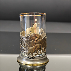 Чайный набор "Охота на кабана" с ложечкой в футляре