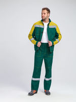 Костюм Бриготек-1 СОП (тк.Смесовая,260) брюки, зеленый/желтый