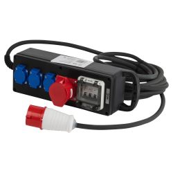 Удлинитель силовой ЭРА IND380-SF-4e-5x4-10m-IP44 380В на каучуковой колодке 4 розетки 1xCEE 5P/3xSCHUKO 10м КГ 5х4 | Силовые удлинители