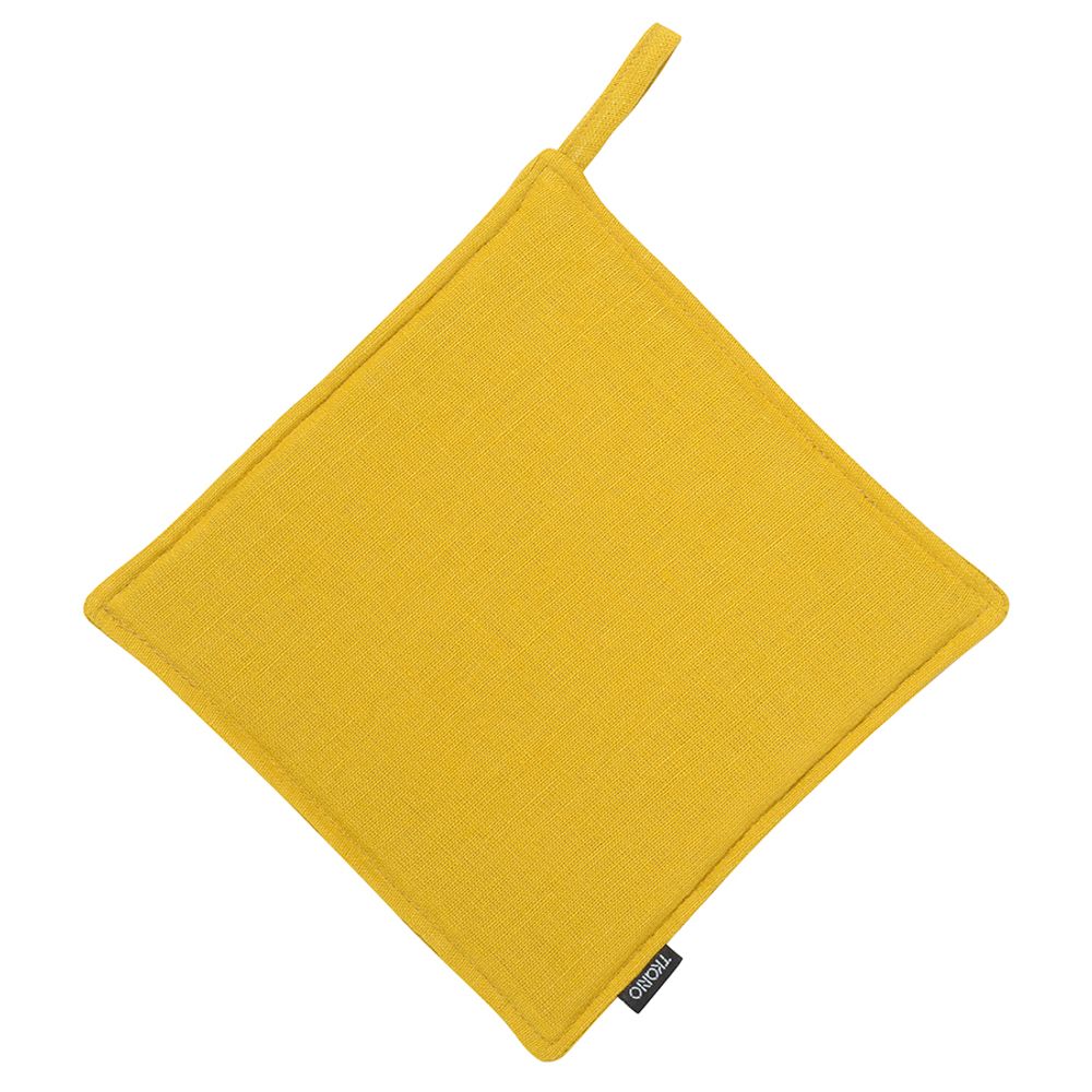 Прихватка из стираного льна горчичного цвета из коллекции Essential, 22х22 см