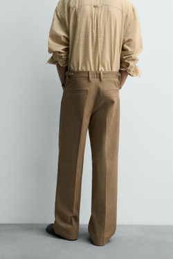 ZARA БРЮКИ STRAIGHT FIT LIMITED EDITION, БЕЖЕВЫЙ