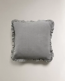 ZARA HOME НАВОЛОЧКА ДЛЯ ДЕКОРАТИВНОЙ ПОДУШКИ ДЛЯ ДЕТЕЙ С РЮШАМИ, СЕРЫЙ
