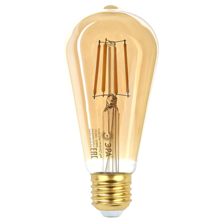 Лампочка светодиодная ЭРА F-LED ST64-7W-824-E27 gold E27 / Е27 7Вт филамент золотистый теплый белый свет
