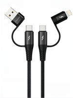 Кабель USB CHROME C24 4 в 1 для iPhone/Type C (черный) 1m