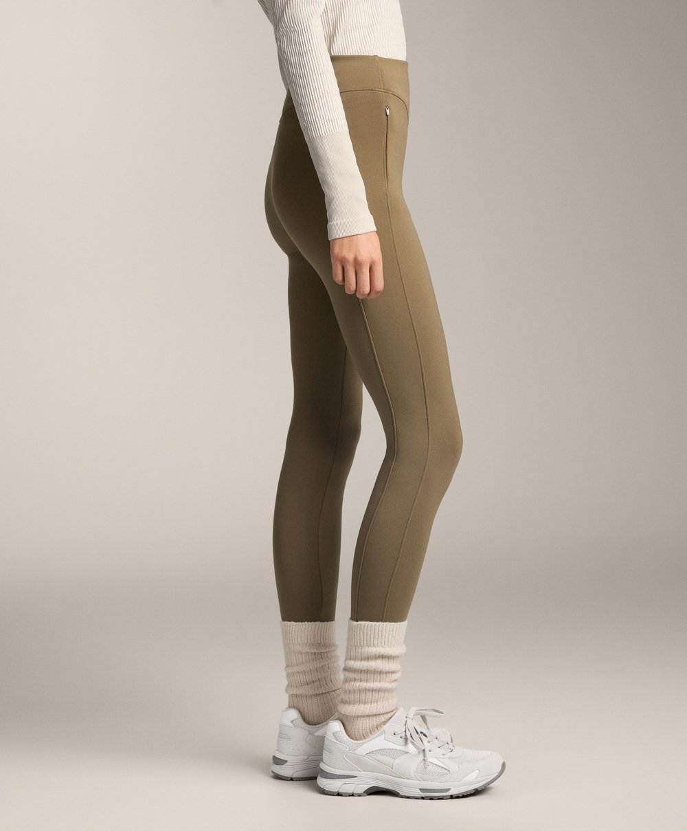 OYSHO Теплые легинсы с высокой посадкой и карманами длиной до щиколотки, хаки