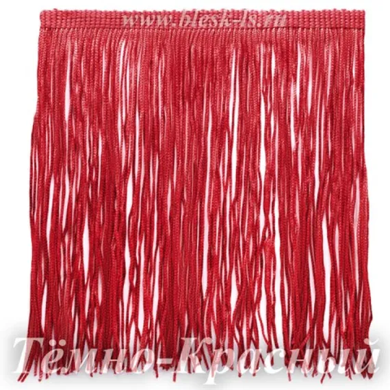 Бахрома для танцев 30 см, полиэстер, 1 нить, Красная, опт от 10 м