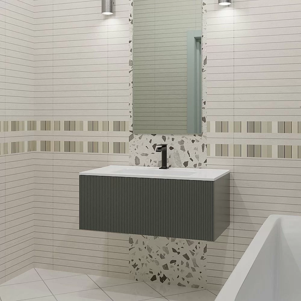 Тумба с раковиной LA FENICE TERRA Grigio 100 серая