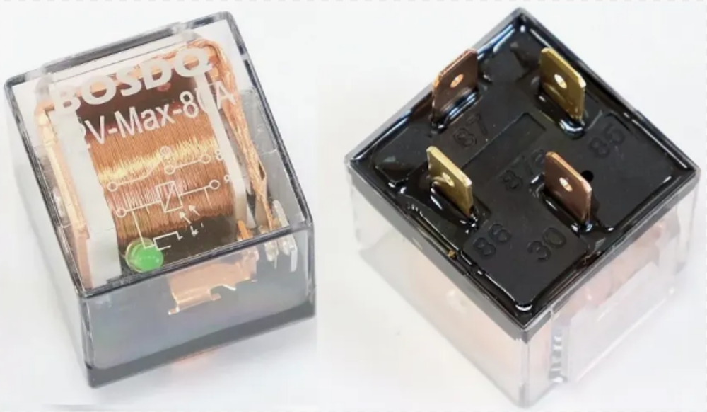 Реле 4-х конт  80А с ухом 12В ПРОЗРАЧНОЕ R-0318