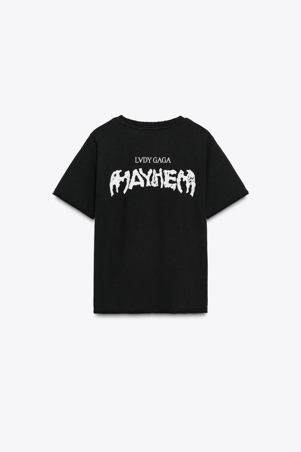 ZARA ФУТБОЛКА С ЭФФЕКТОМ ПОТЕРТОСТИ LADY GAGA, ЧЕРНЫЙ