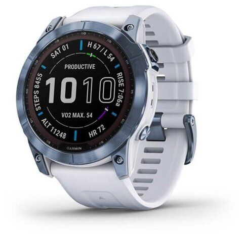 Умные часы Garmin Fenix 7X Sapphire Solar Wi-Fi, белый/синий (010-02541-15)