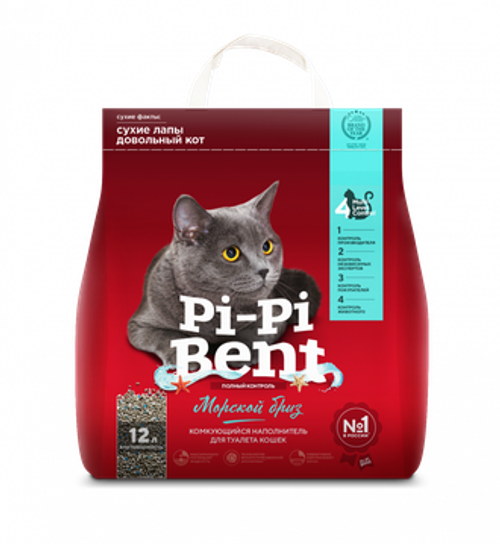 Pi-Pi Bent Наполнитель для кошачьего туалета комкующийся Морской бриз, 5 кг