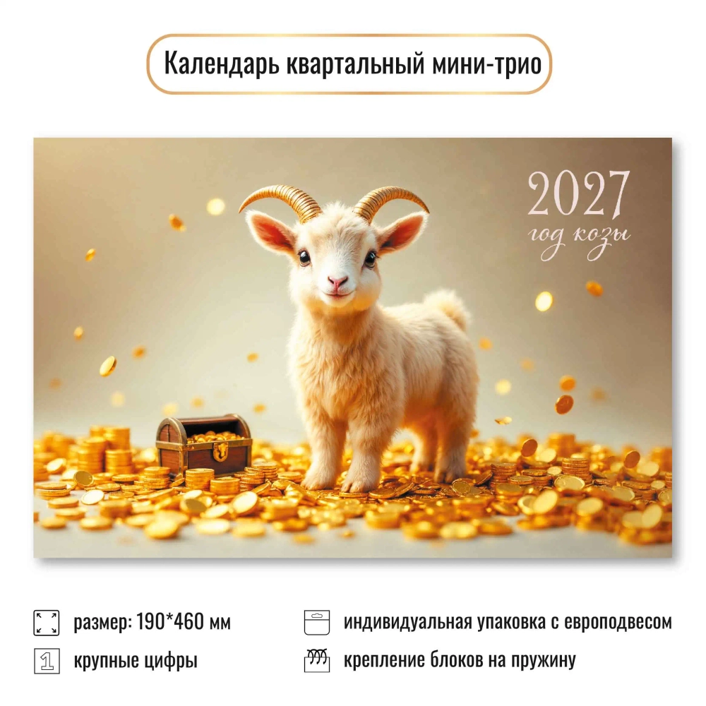 Календарь мини-трио 2027 символ года Буду богат!