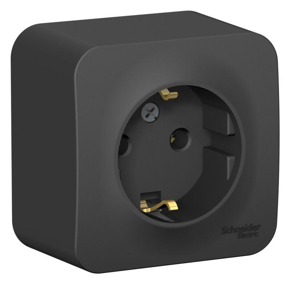 Розетка 1-м ОП Blanca 16А IP20 250В с заземл. без защ. шторок с изолир. пластиной антрацит SE BLNRA010116