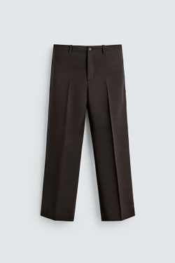 ZARA БРЮКИ FLARE FIT ИЗ 100% ШЕРСТИ, ШОКОЛАДНЫЙ