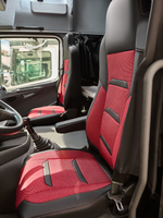 Чехлы Люкс КамАз 5490 K4 с 2014 года (экокожа+рогожка, черный, красная вставка)