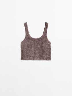 Massimo Dutti Топ из пряжи букле, коричневатый