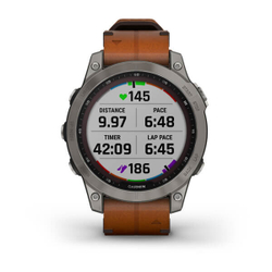 Garmin Fenix 7 Sapphire Solar титановый серый с коричневым кожаным ремешком 47 мм (010-02540-31)