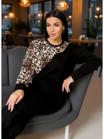 Свитшот оверсайз без начеса леопардовый больших размеров