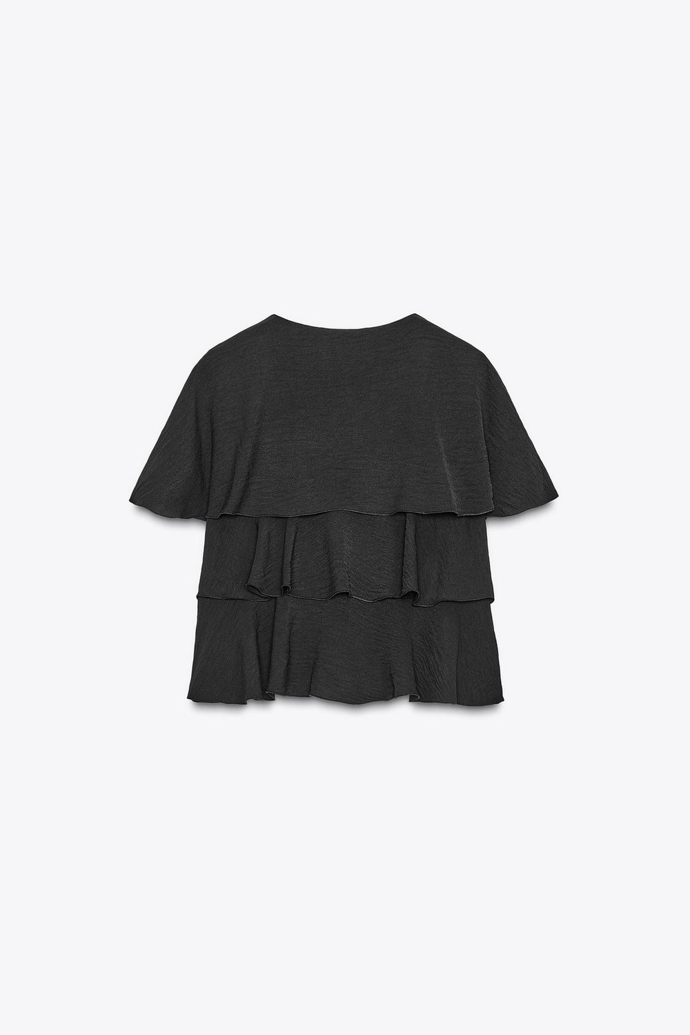 ZARA ТОП-КЕЙП С ВОЛАНАМИ, ЧЕРНЫЙ