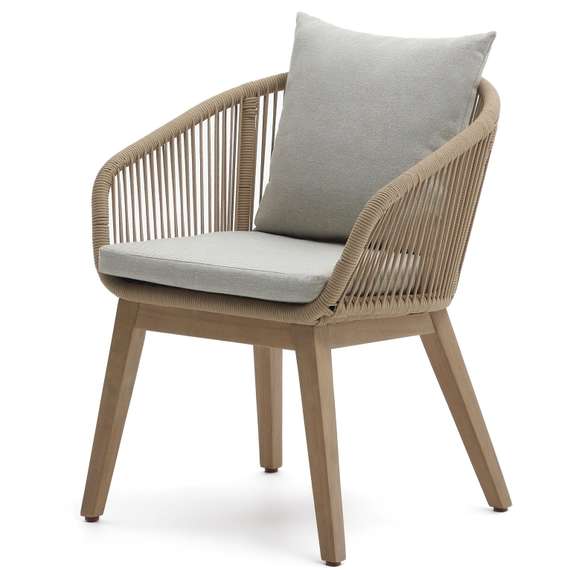 Portalo Стул из бежевого шнура с ножками из массива акации