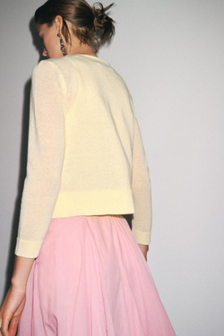 ZARA ОДНОТОННЫЙ КАРДИГАН, СВЕТЛО-ЖЕЛТЫЙ