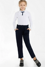 Брюки для девочек "Школа-2" р-р 146, тёмно-синий (Ивашка)