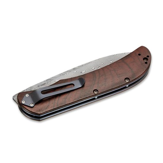 Складной нож Boker 01BO222 DAM Exskelibur I Cocobolo Damast c клинком из стали Damascus, рукоять дерево (Кокоболо)