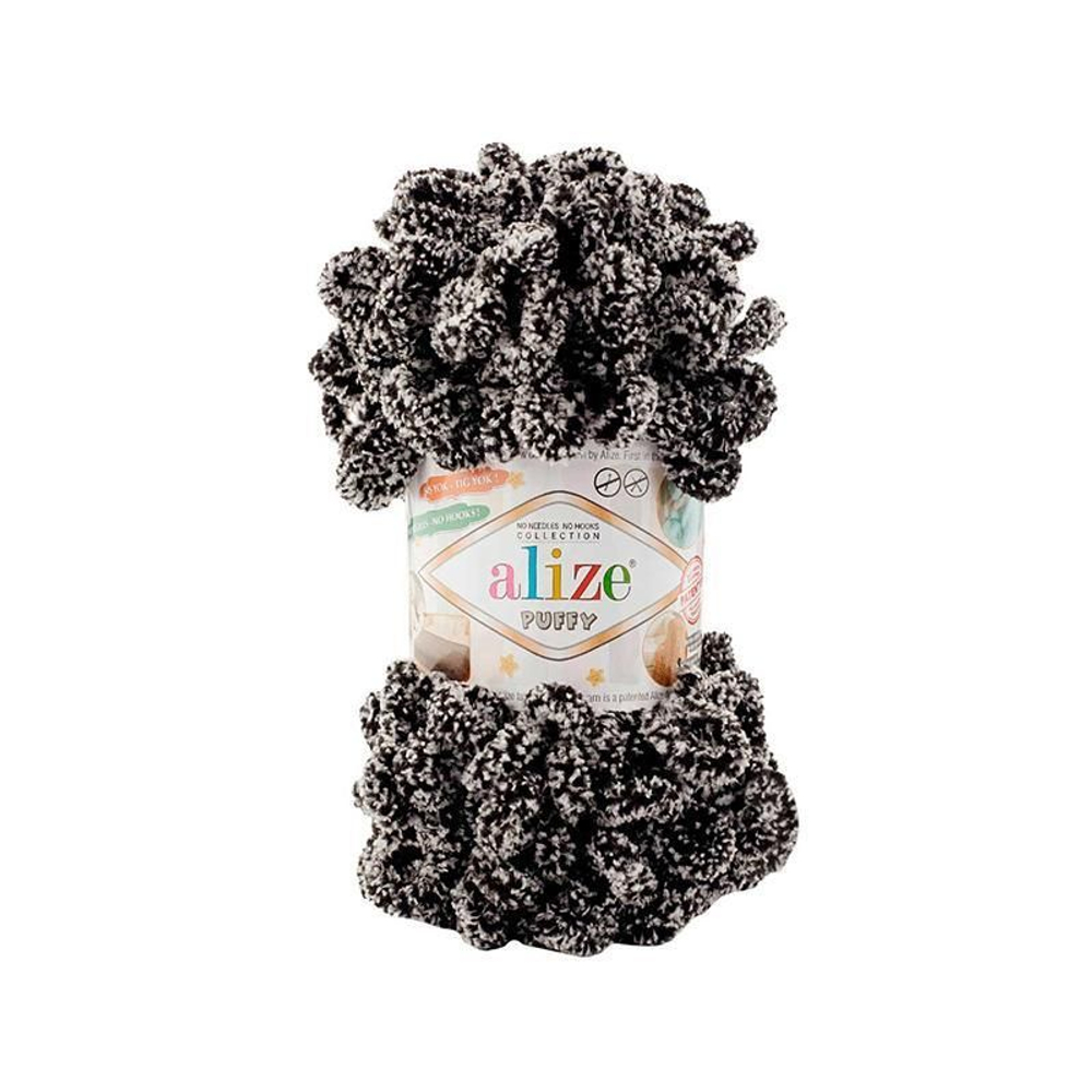 Пуффи (Puffy) пряжа Alize 100%микрополиэстер 5х100г/9,2 м 799 черно-белый