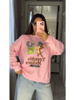 Свитшот женский с мультяшным принтом oversize