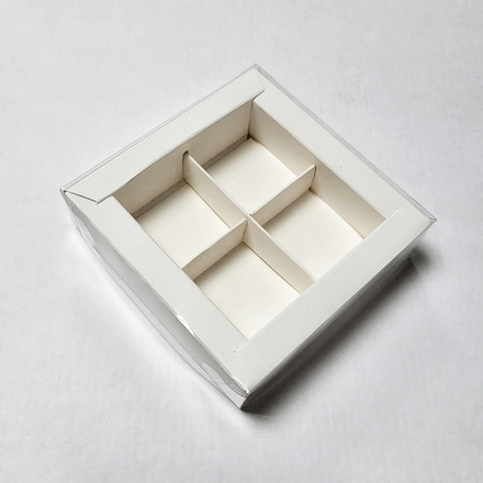 Коробка на 4 конфеты ПРЕМИУМ Белая, 12*12*3 см (набор 5 шт)