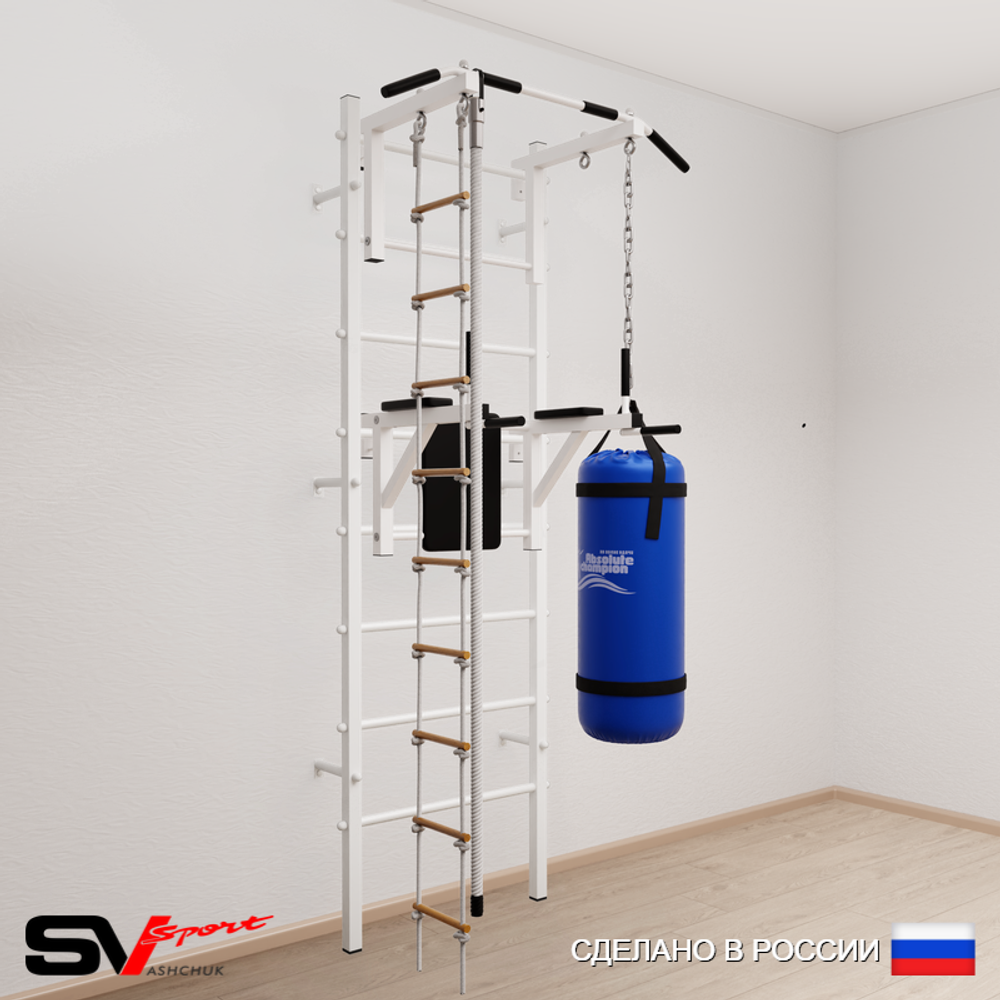 Шведская стенка Sv Sport усиленная 6751 (Турник стандарт/Брусья/Канат/Лестница/Цепь/Мешок 15кг)