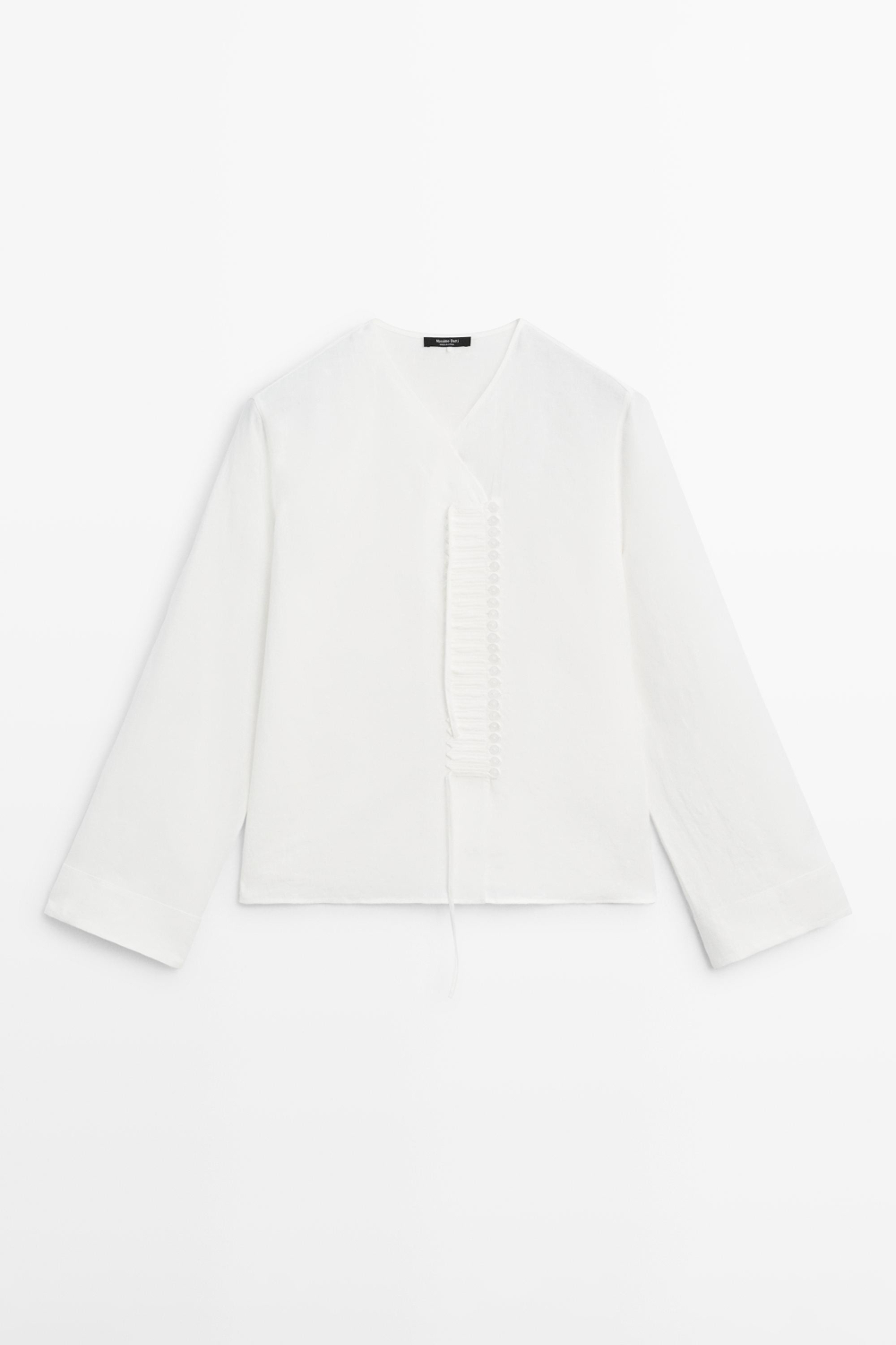 Massimo Dutti Струящаяся рубашка с декоративной деталью на груди, белый