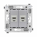 Компьютерная розетка RJ-45 без шторки в стену, кат.6 двойная экранированная, "Avanti", "Закаленная сталь"