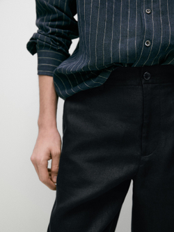 Massimo Dutti Зауженные льняные брюки, темно-синий